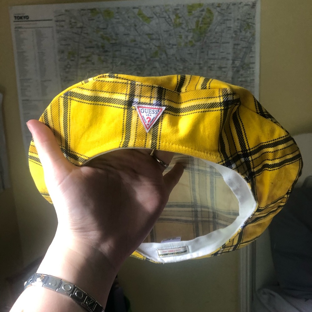 Guess Yellow Plaid Beret
